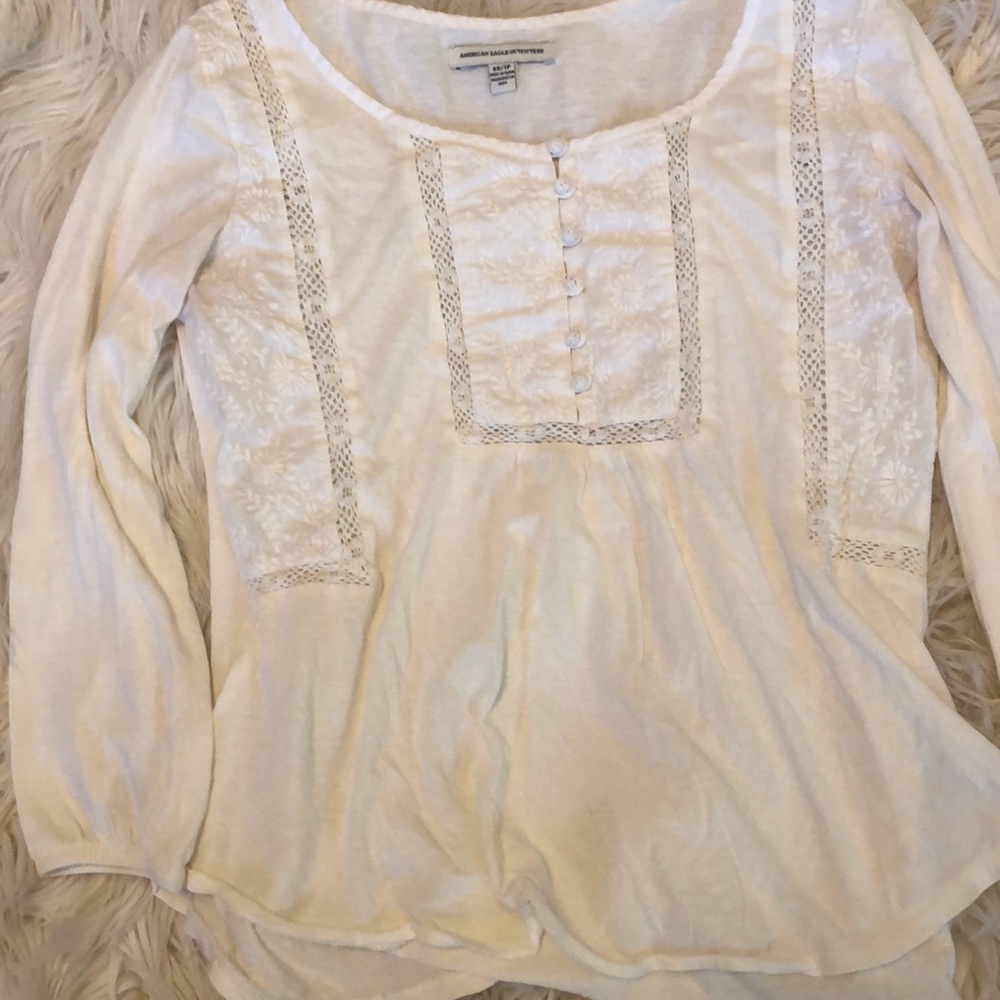 White boho style longsleeve XS